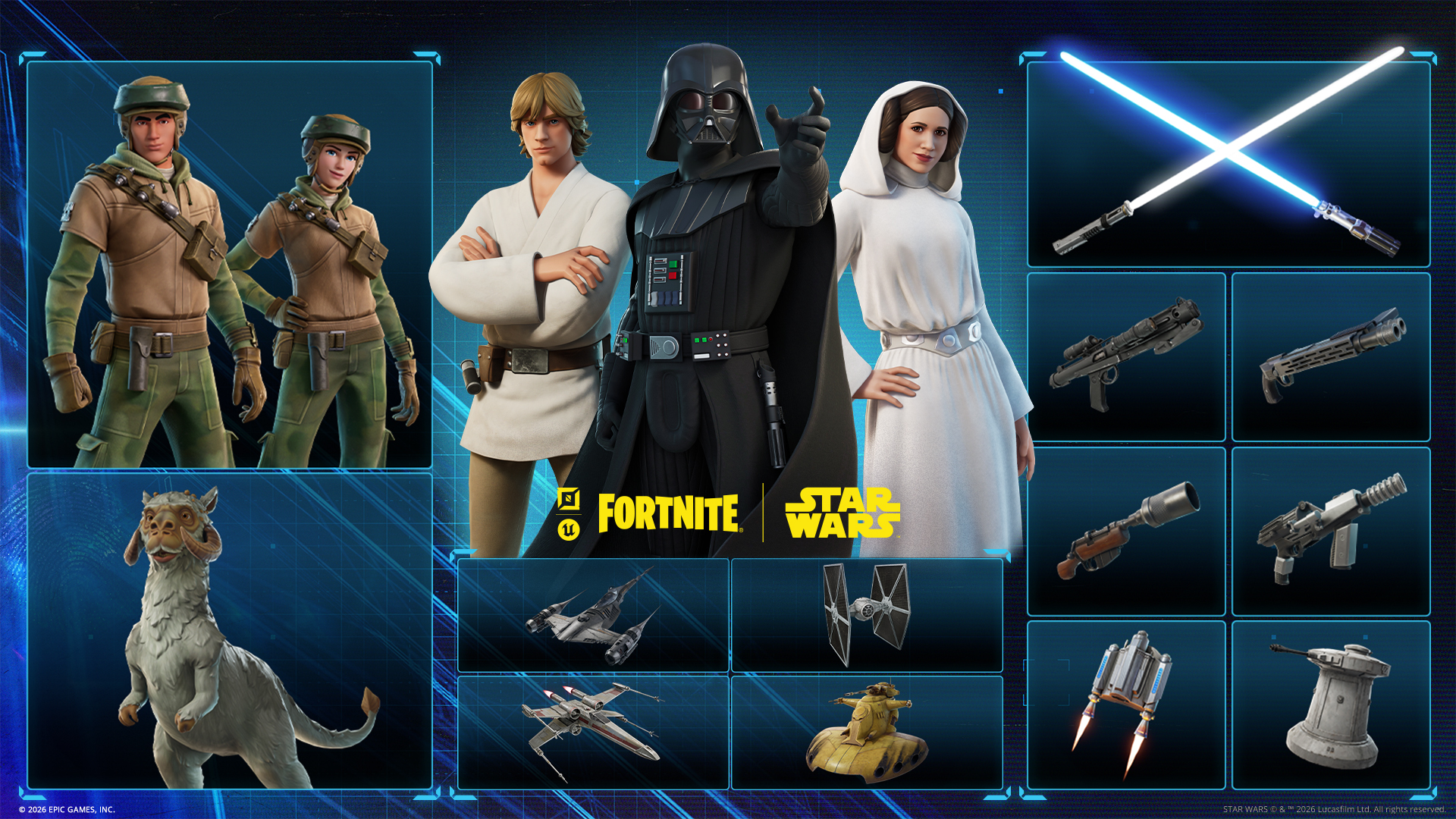 スター・ウォーズのキャラクター、乗り物、武器の豊富なアセット