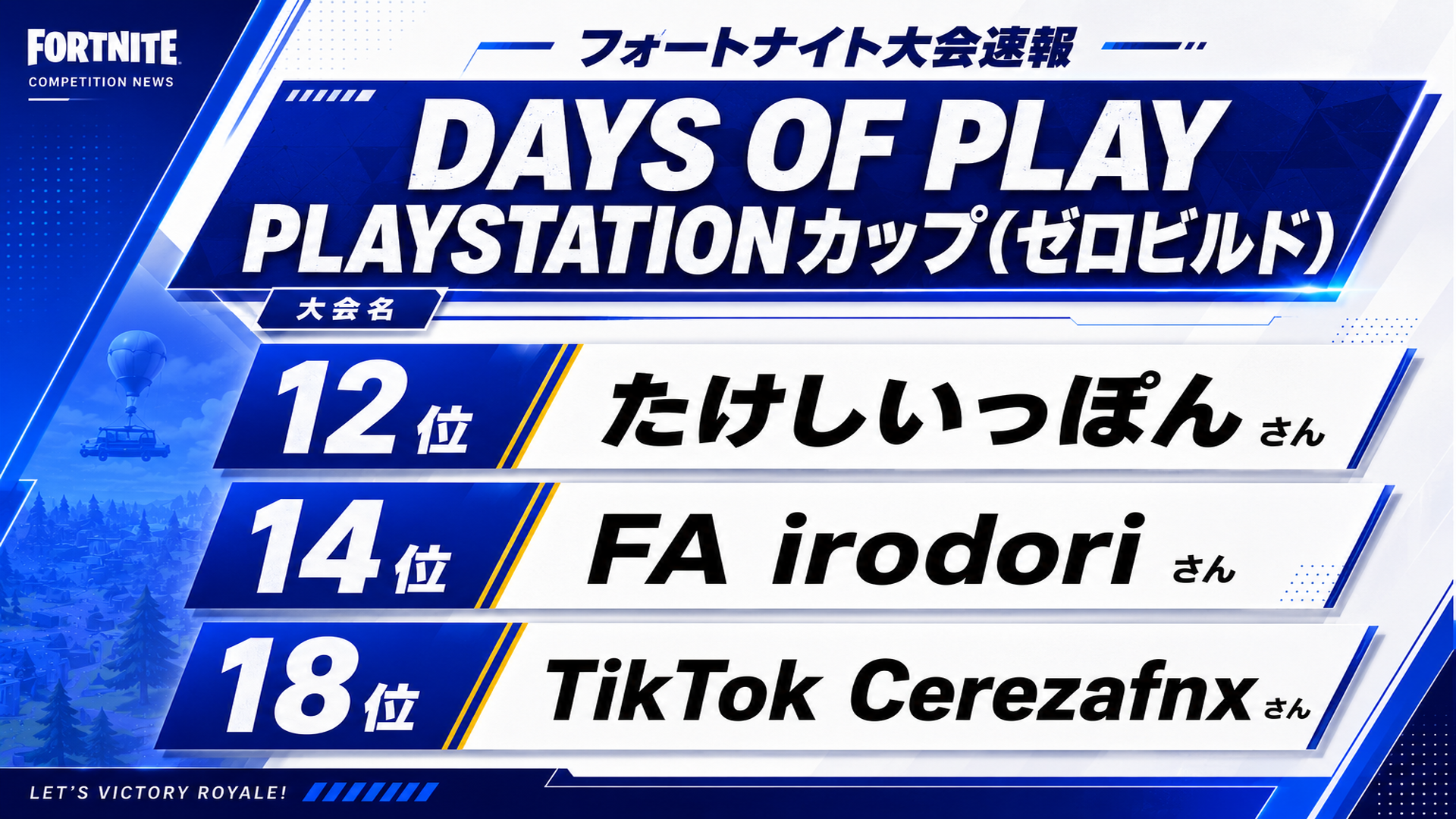 DAYS OF PLAY PLAYSTATIONカップ(ゼロビルド)