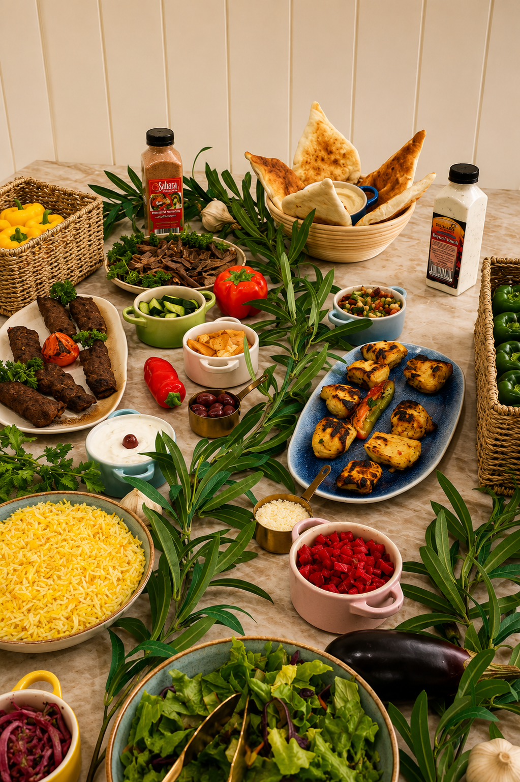 Family style bowl bar spread