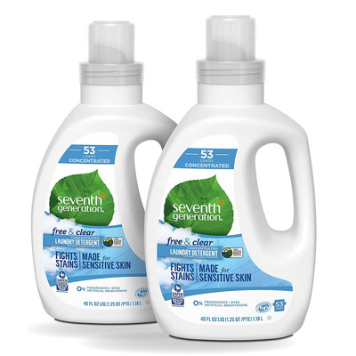 Pick up two Seventh Generation Free & Clear Unscented Laundry Detergent Bottles at over 30% off