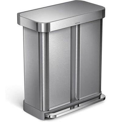 Simplehuman 15.3 Gallon stainless steel trash can and recycler