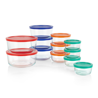 Pyrex Simply Store Round Glass Food Storage Set (24-piece)