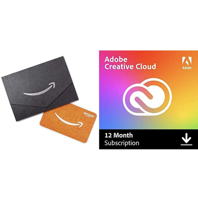 Adobe Creative Cloud 12-month subscription + $10 Amazon Gift card