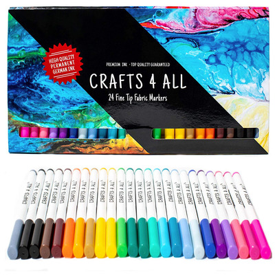 Crafts 4 All 24-Pack Permanent Fabric Markers