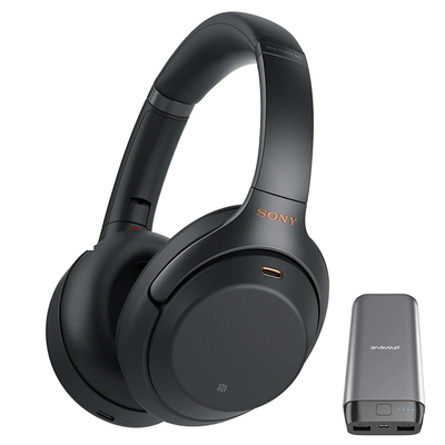 Sony WH-1000XM3 active noise-cancelling Bluetooth headphones with 20000mAh battery pack