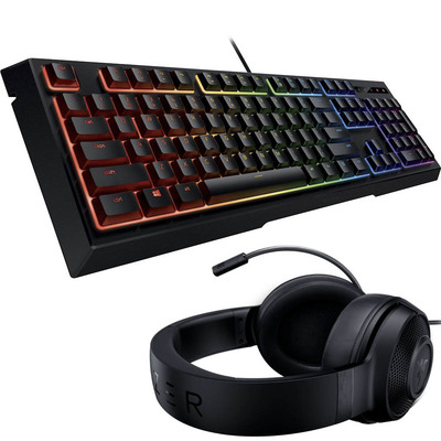 Razer Ornata Chroma wired mecha-membrane keyboard and Razer Kraken X Lite headset