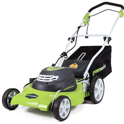 Greenworks lawn mower, leaf blower, string trimmer tools