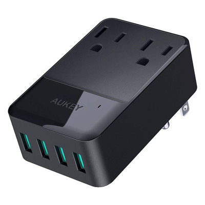 Aukey 30W Wall Charger with 2 Outlets and 4 USB Ports