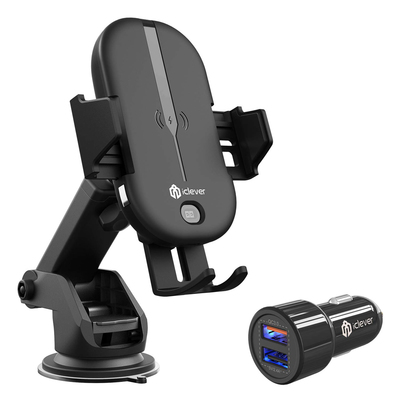 iClever 10W Qi-compatible wireless car charger with automatic clamp