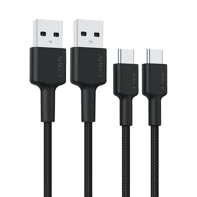 Aukey 6-foot USB-A to USB-C nylon braided cable, 2-pack