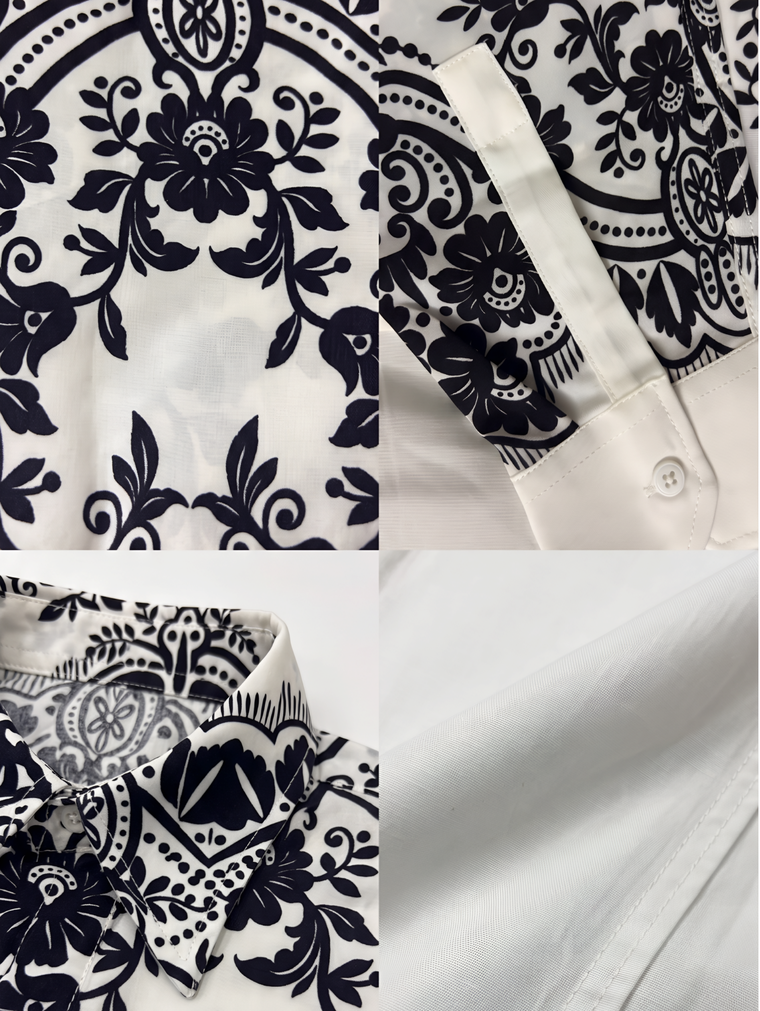 Men's Elegant Floral Embroidered White Shirt thumbnail 2