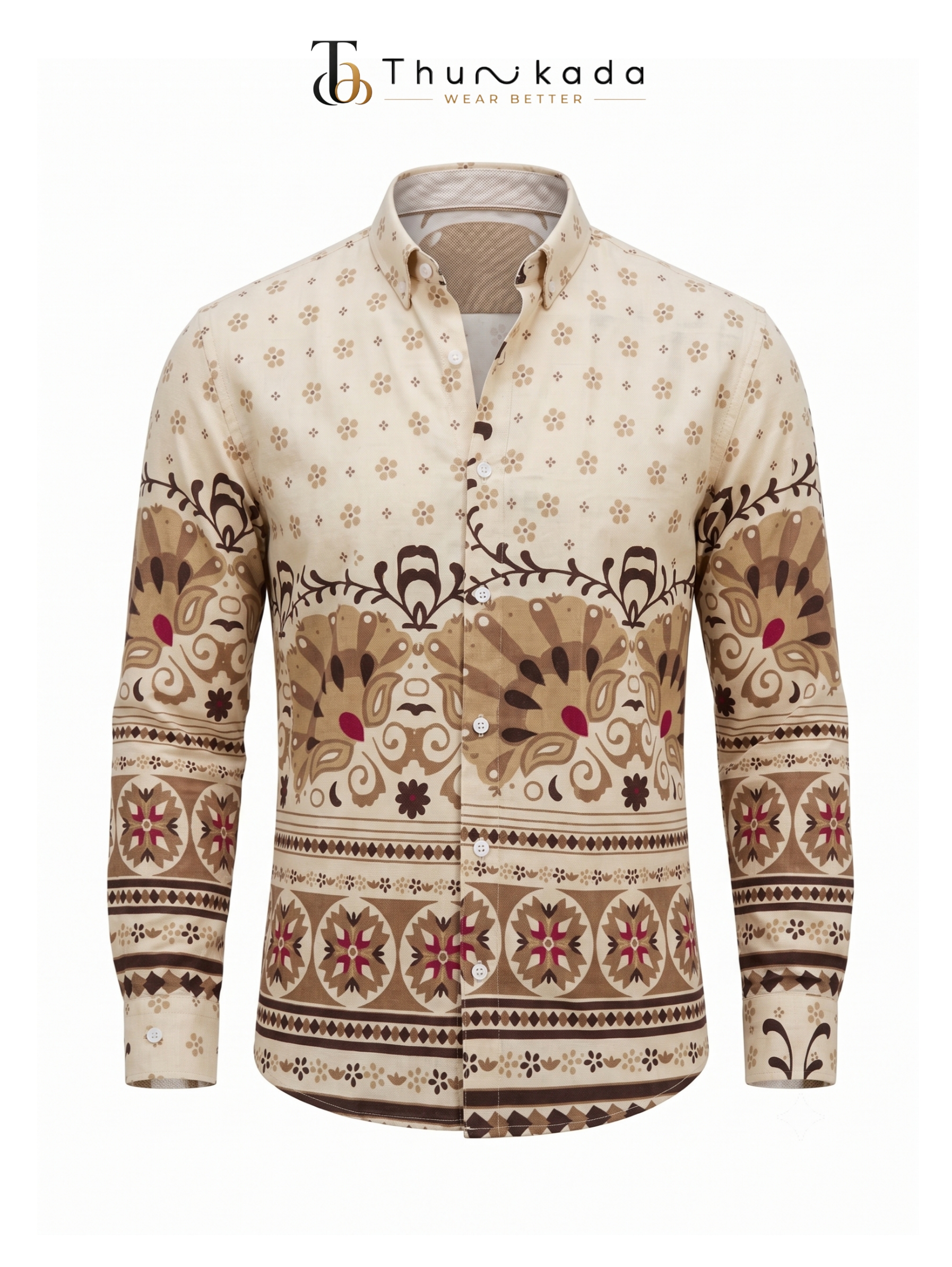 Bohemian Vintage Printed Casual Shirt - Beige
