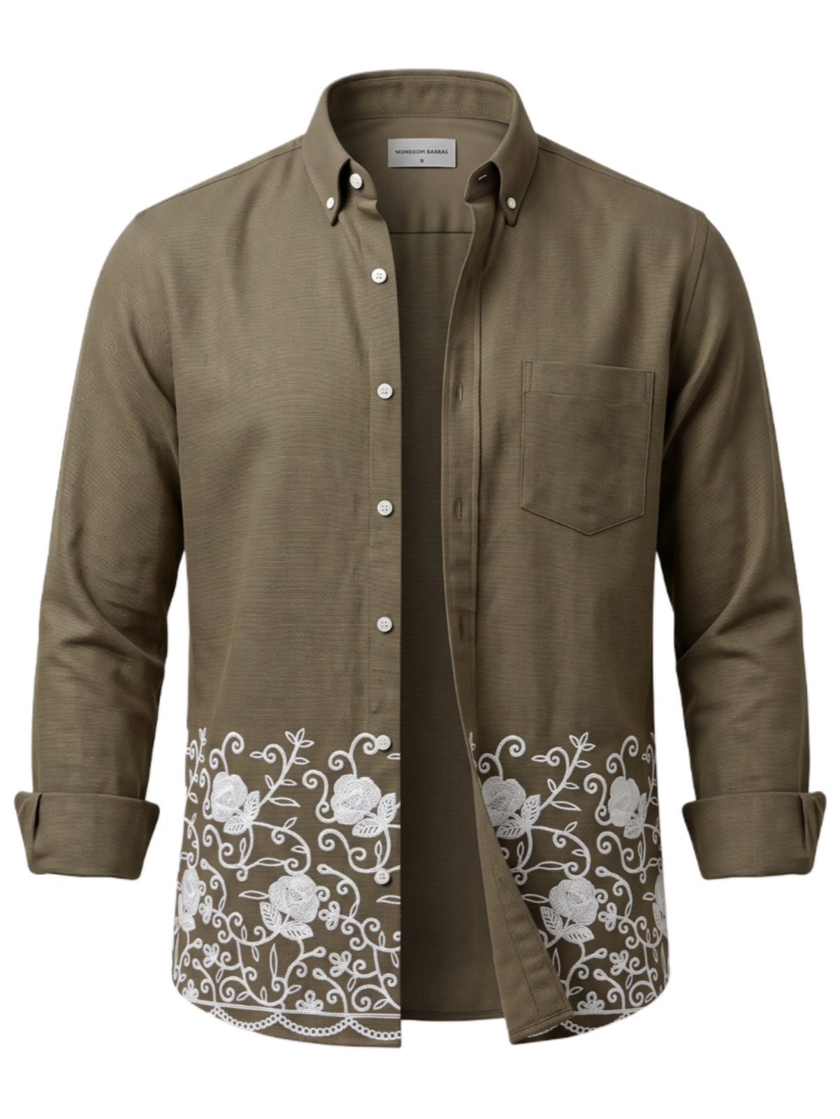 Embroidery Floral Hem Casual Shirt thumbnail 4