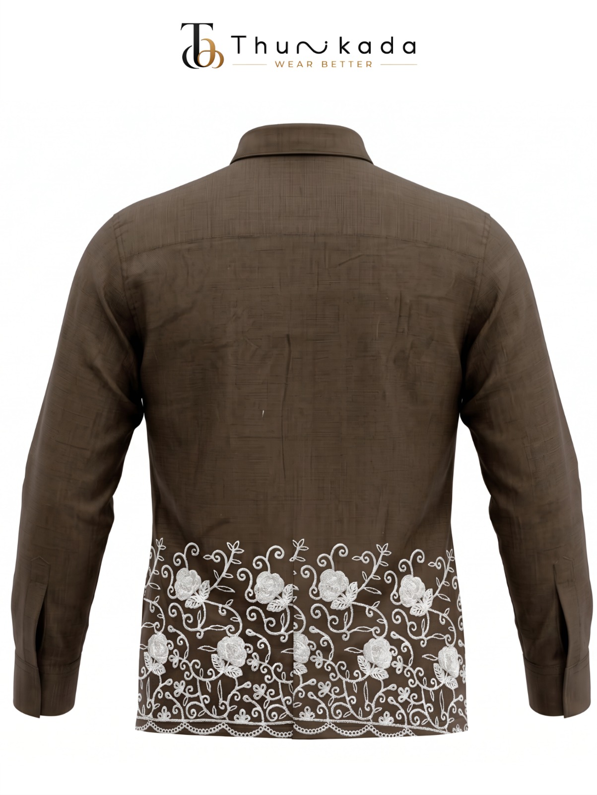 Embroidery Floral Hem Casual Shirt thumbnail 3