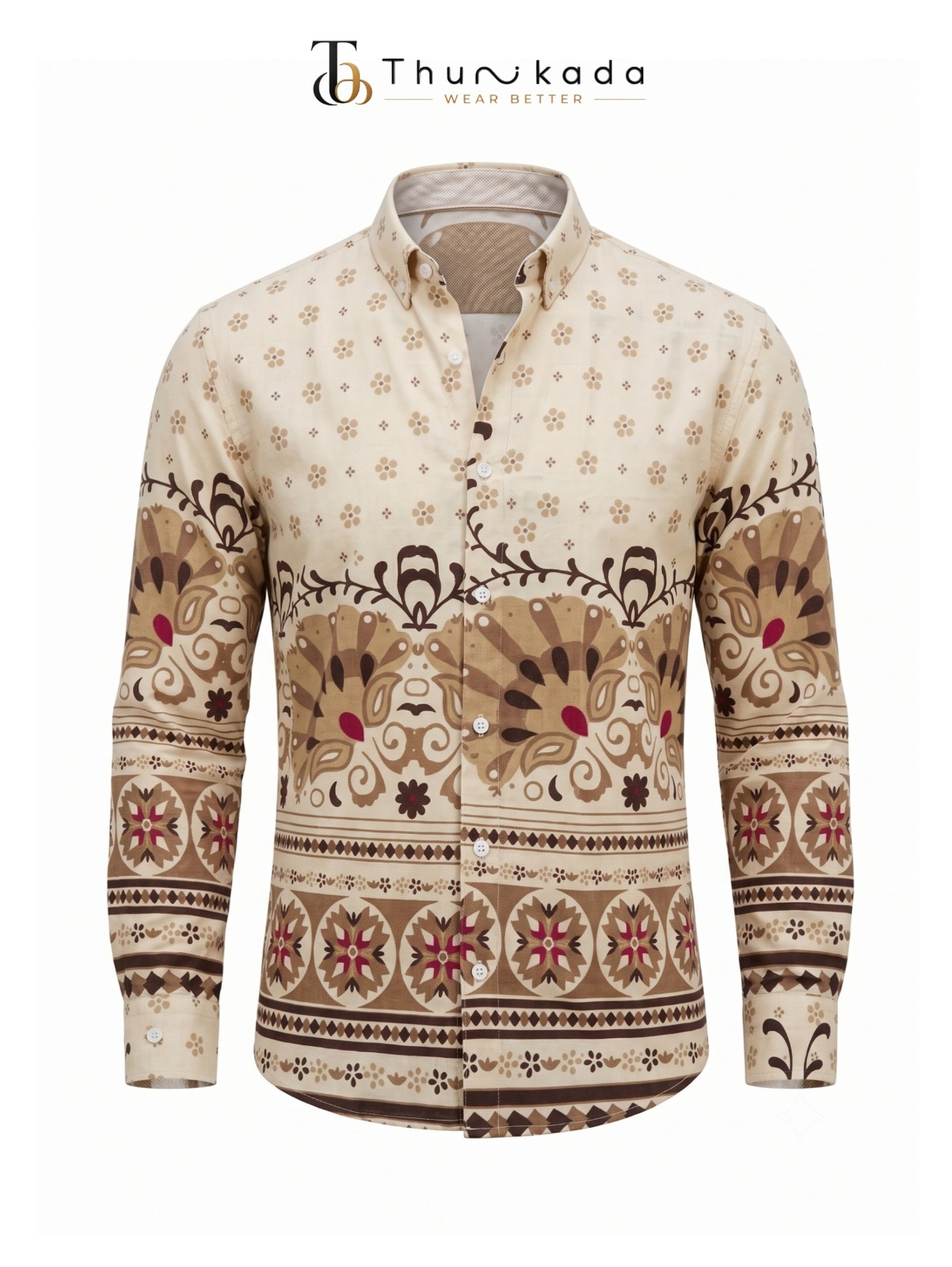 Bohemian Vintage Printed Casual Shirt - Beige