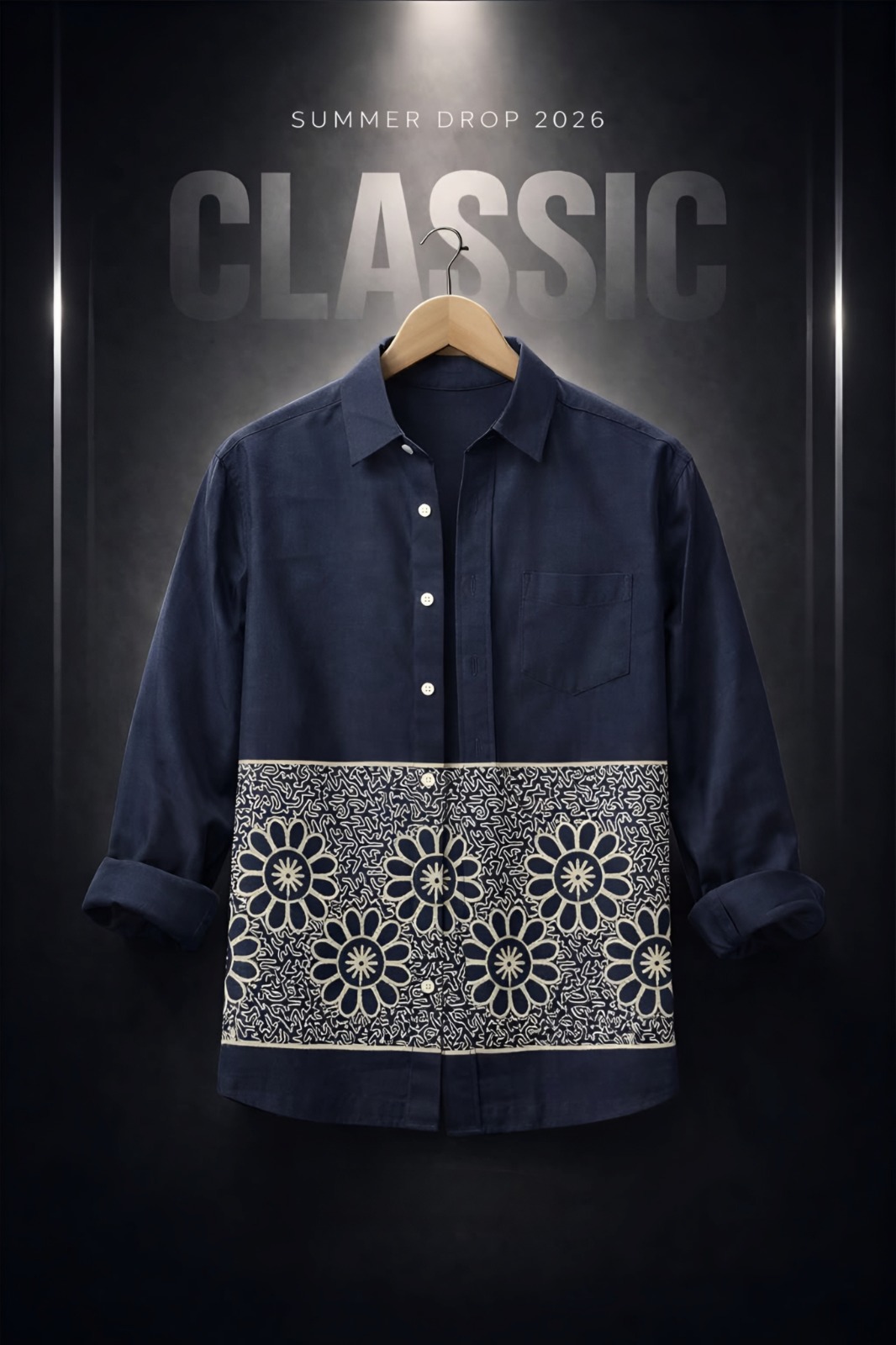 Ethnic Mandala Border Shirt - Navy Blue thumbnail 4