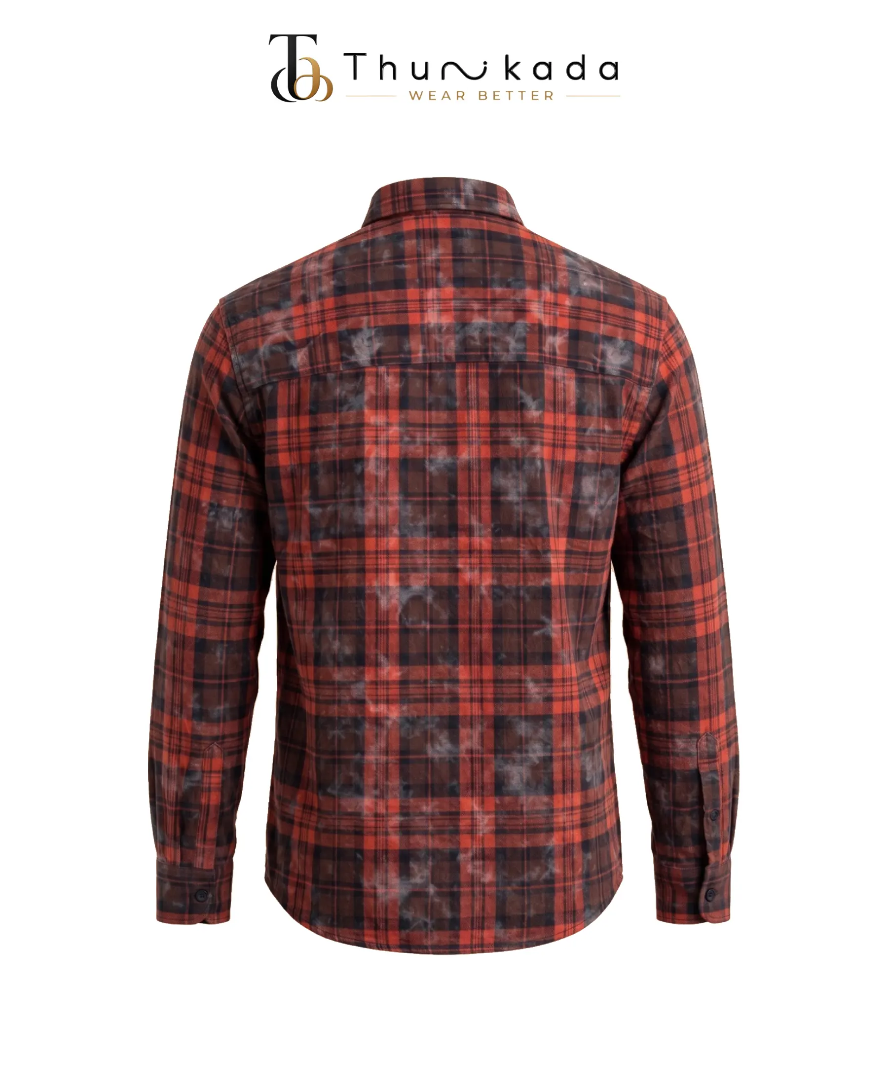 Acid Wash-Lumberjack Flannel Shirt (Rustic Red & Charcoal) thumbnail 3