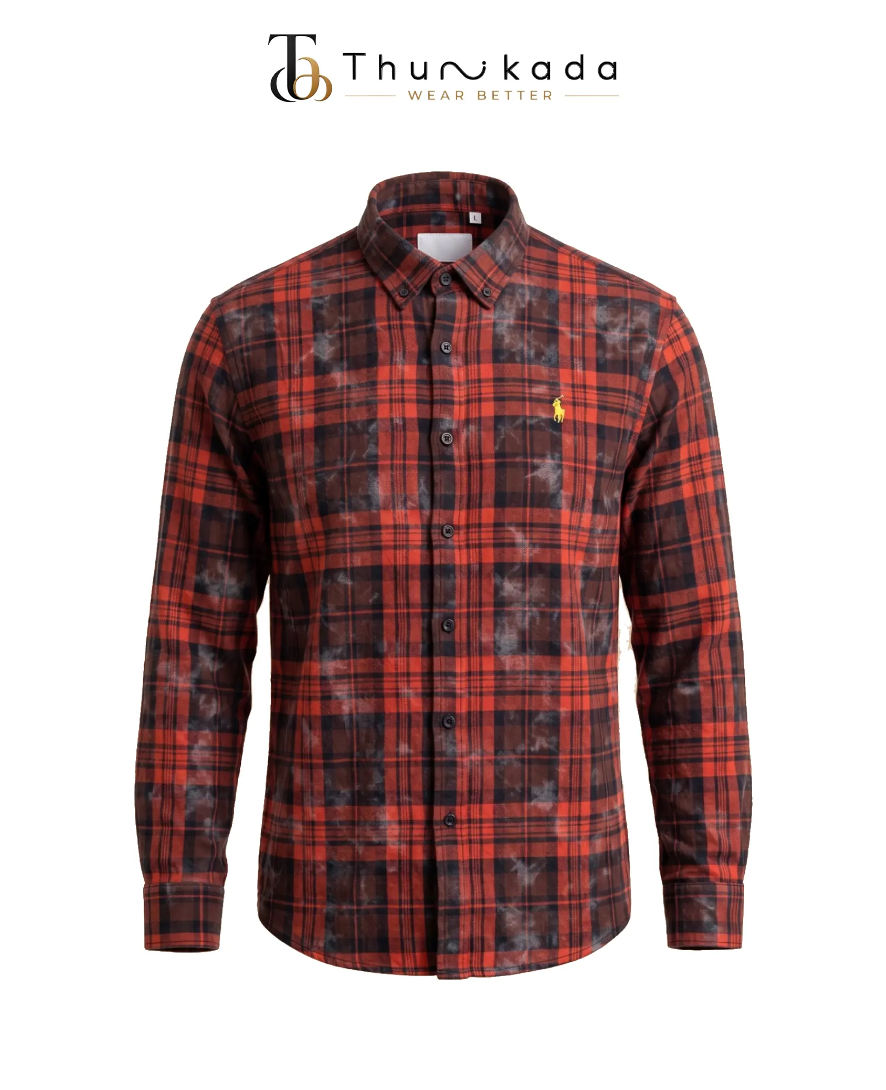 Acid Wash-Lumberjack Flannel Shirt (Rustic Red & Charcoal) thumbnail 1