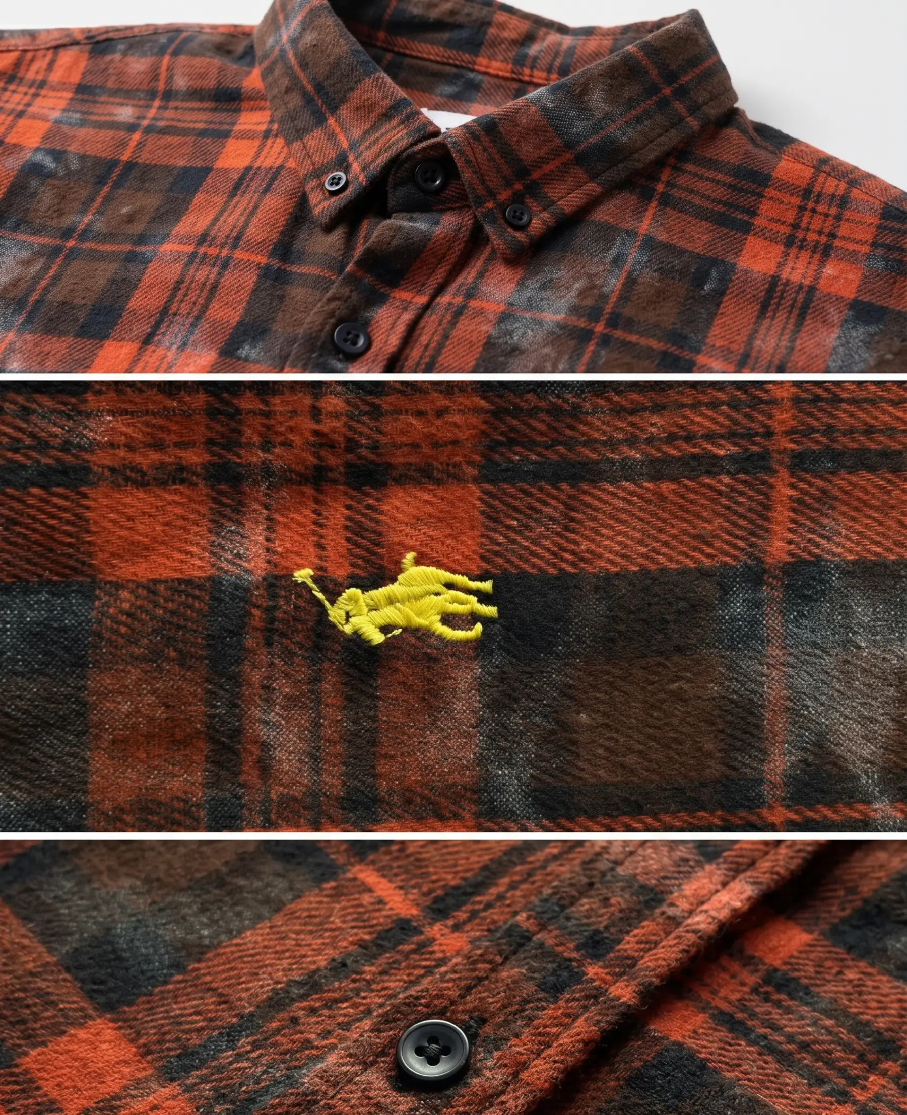 Acid Wash-Lumberjack Flannel Shirt (Rustic Red & Charcoal) thumbnail 2