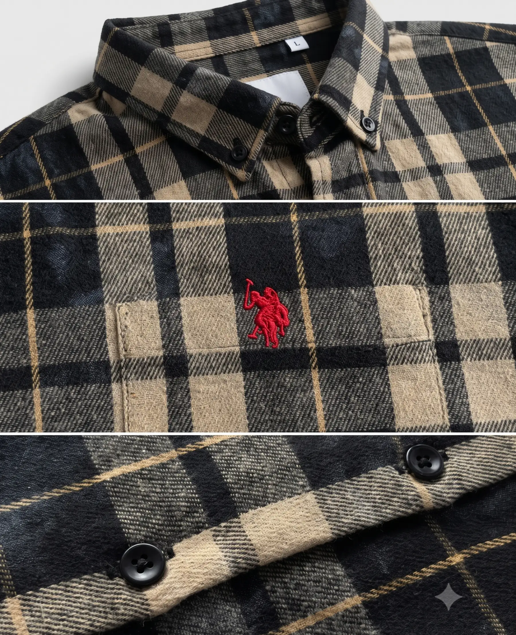 Acid Wash - Grid Shirt(Khaki & Espresso) thumbnail 2