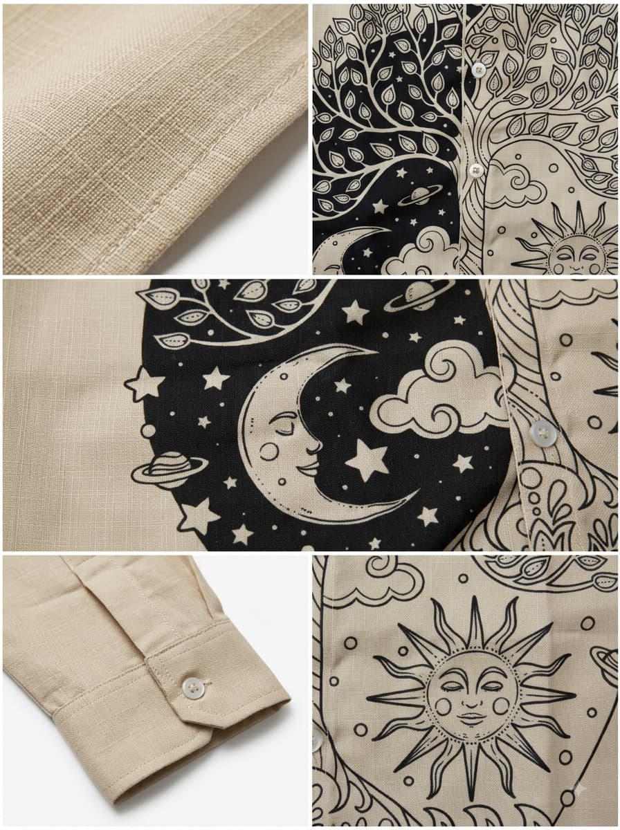 Moon & Sun Artistic Print Shirt thumbnail 2