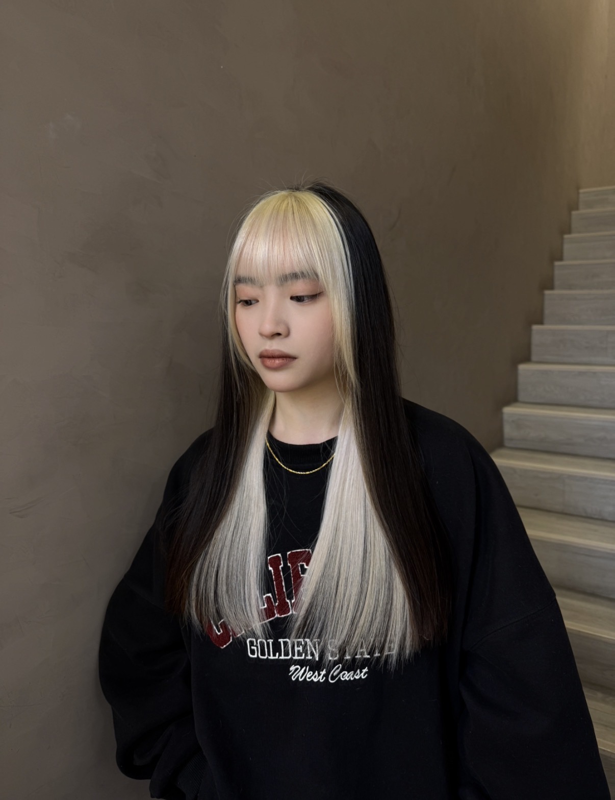 耳圈染：耳朵周圍一圈染淺色，其他頭髮維持暗色