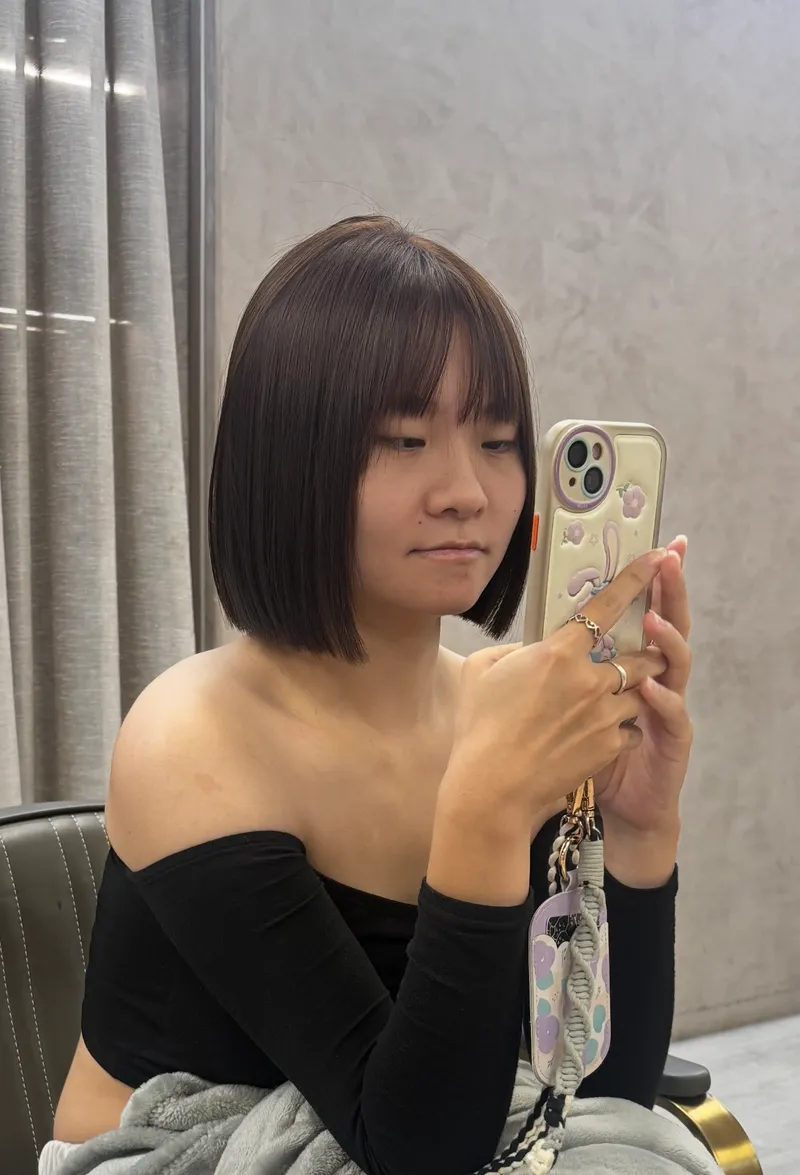 日系深棕鮑伯短髮｜空氣齊瀏海內彎女｜Sam｜TiAM 中壢中平店