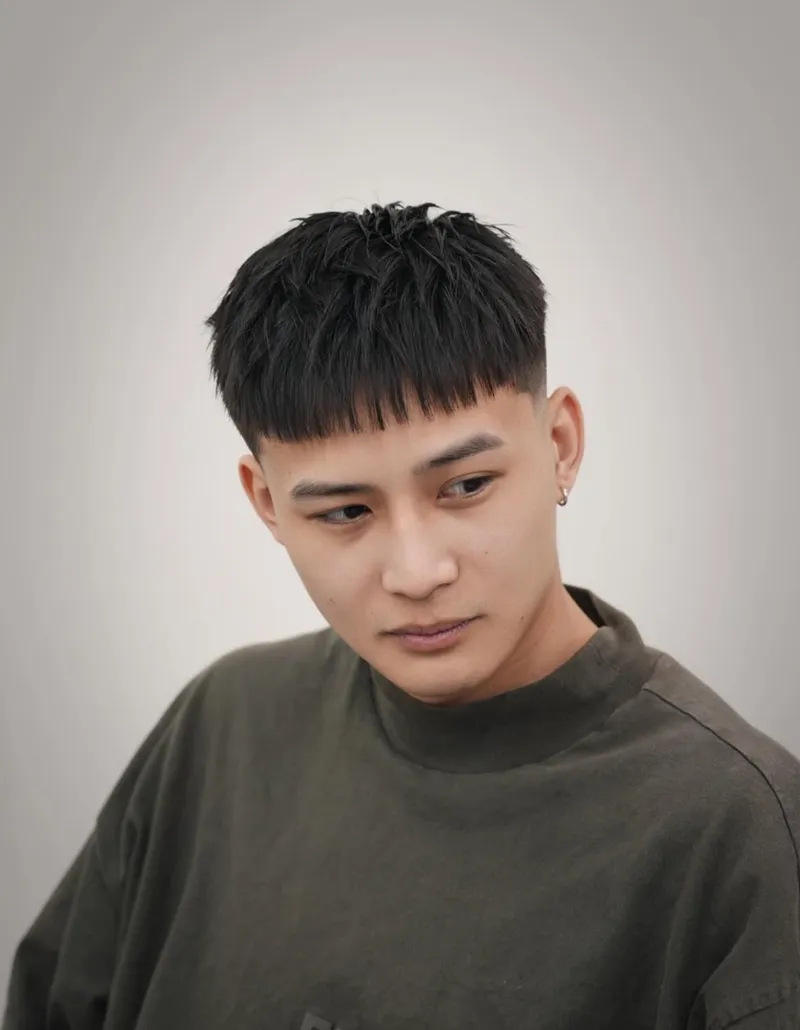 男生韓系碎蓋短髮｜黑髮齊瀏海清爽｜繁豪｜TiAM 中壢延平店