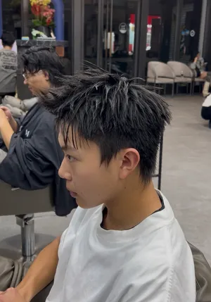 男生空氣感短燙｜自然黑蓬鬆紋理頭｜繁豪Fan｜TiAM 中壢延平店 14
