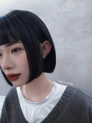 韓系內彎短鮑｜黑色直順瀏海短髮｜Katie 凱蒂｜TiAM 中壢中平店 1