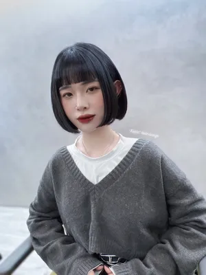 韓系內彎短鮑｜黑色直順瀏海短髮｜Katie 凱蒂｜TiAM 中壢中平店 2