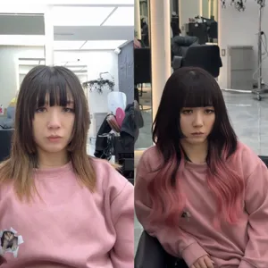 粉棕漸層染｜雙色長髮雙人造型示範｜Hannah｜TiAM 中壢中正店 1