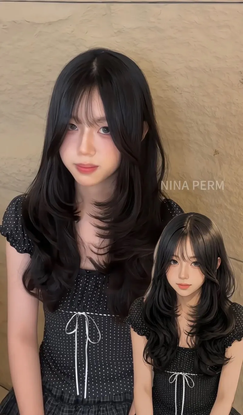 層次燙｜黑長髮修顏層次｜Nina｜TiAM 桃園民生店