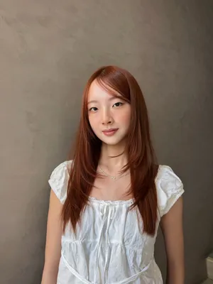 韓系設計染｜橘棕中長髮微捲瀏海｜Nini｜TiAM 中壢中平店 2