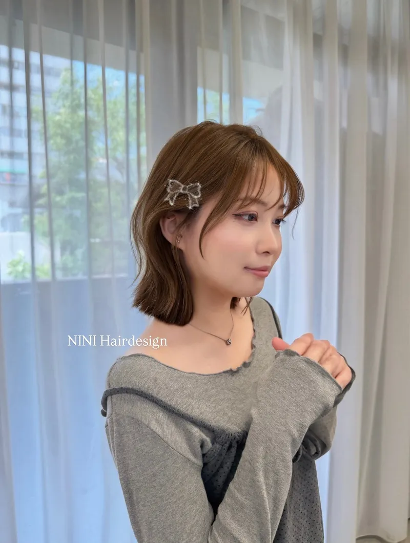 淺棕橘質感染｜中長微捲韓系髮｜Nini｜TiAM 中壢中平店
