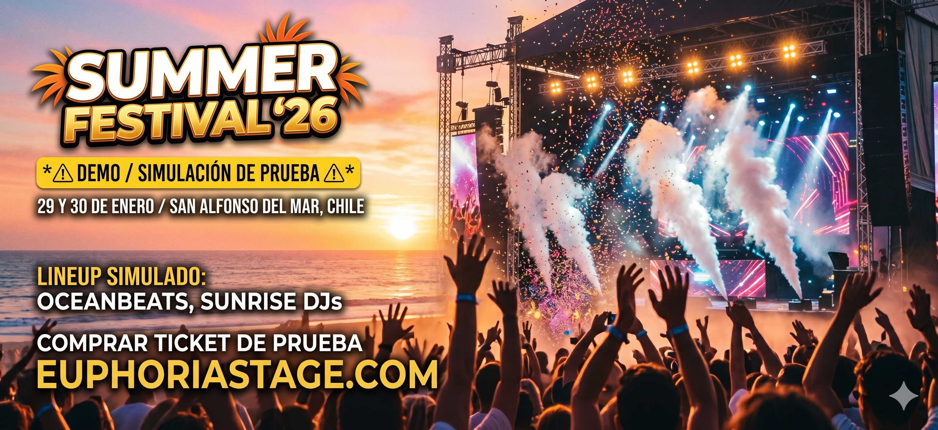 Entradas para [DEMO] Summer Festival '26 - Prueba Tecnológica en Estadio Nacional [DEMO] - EuphoriaStage