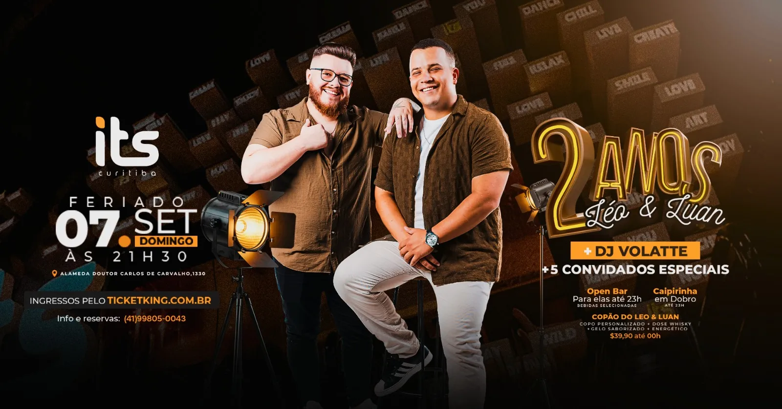 2 ANOS LEO E LUAN NA ITS CURITIBA - DOMINGO 07 DE SETEMBRO FERIADO