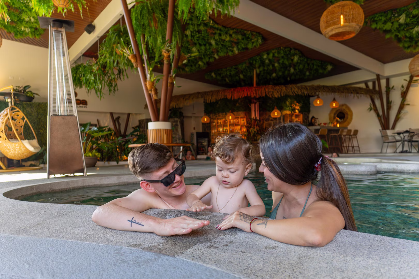 Family enjoying indoor pool at Sibu Boutique Hotel in Monteverde