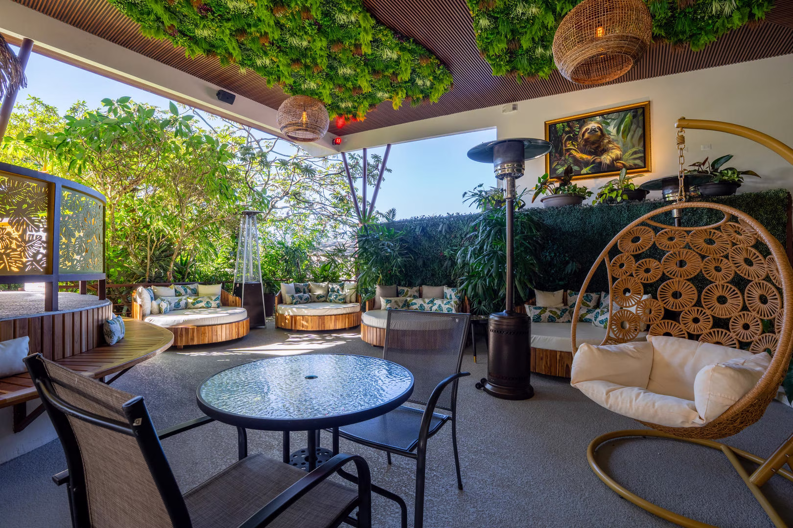 Poolside lounge area at Sibu Boutique Hotel in Monteverde