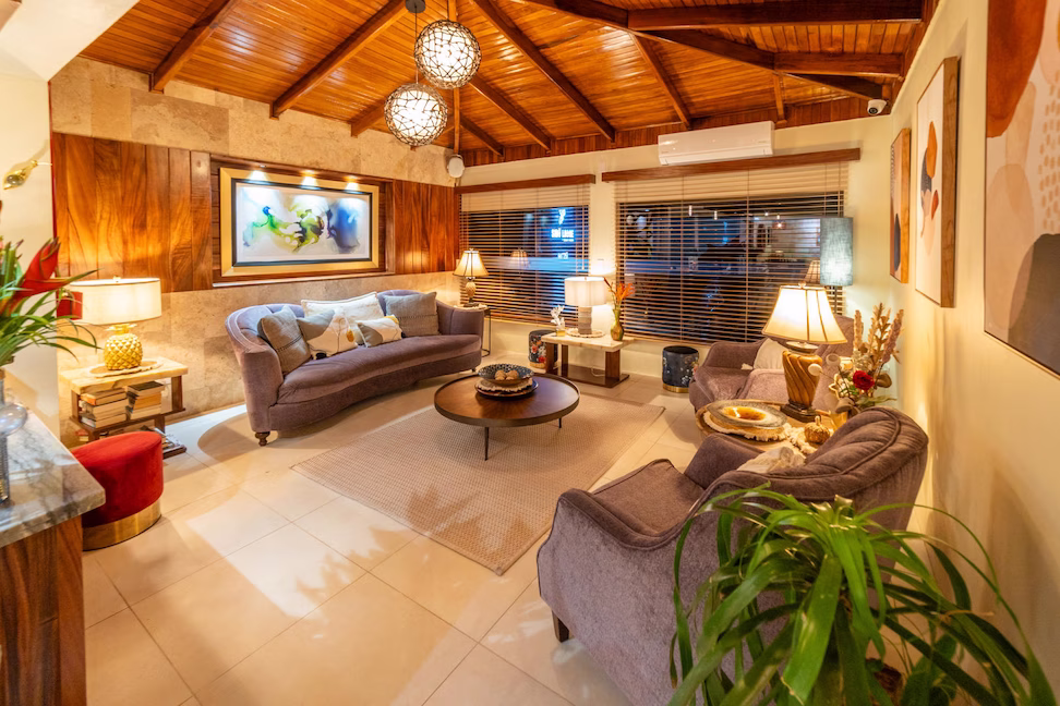 Elegant lounge area at Sibū Boutique Hotel in Monteverde, Costa Rica