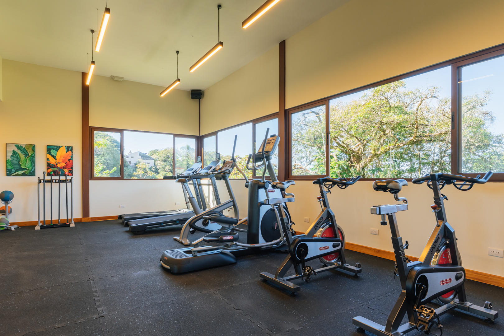 Cardio area with treadmills and spinning bikes at Hotel & Spa Poco a Poco, Monteverde