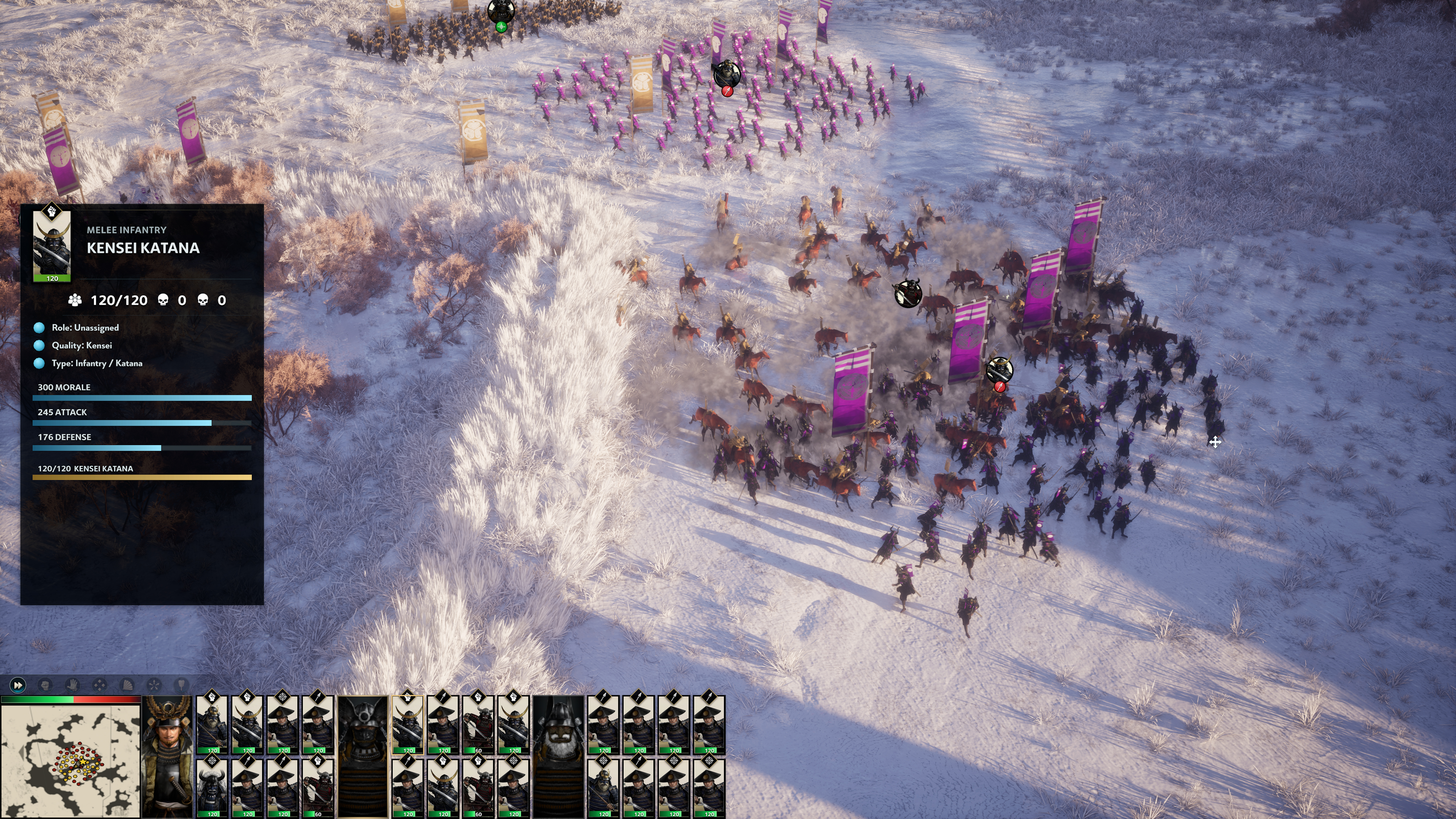Tides of War: Shogun cavalry and infantry in a winter battle