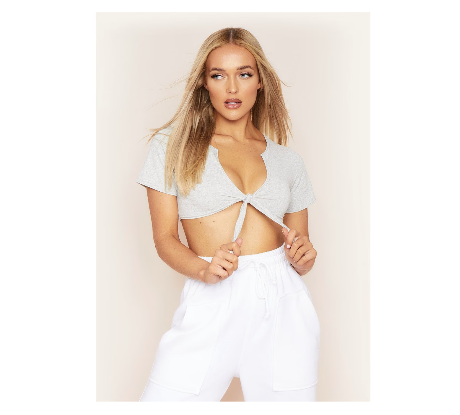 Jersey Tie Front Crop Top