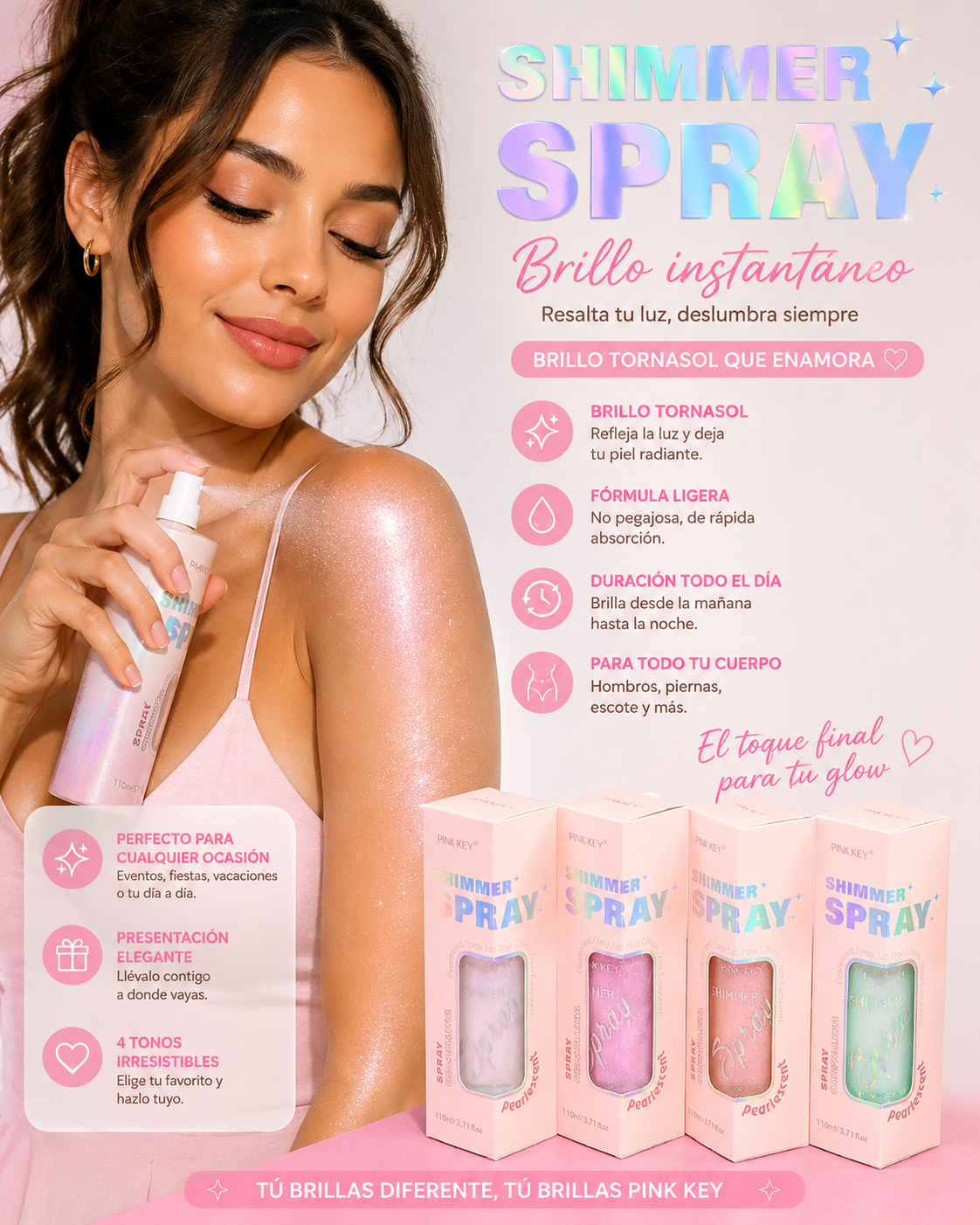 SPRAY SHIMMER TORNASOL BRILLO INSTANTÁNEO X110ML Ref:B137