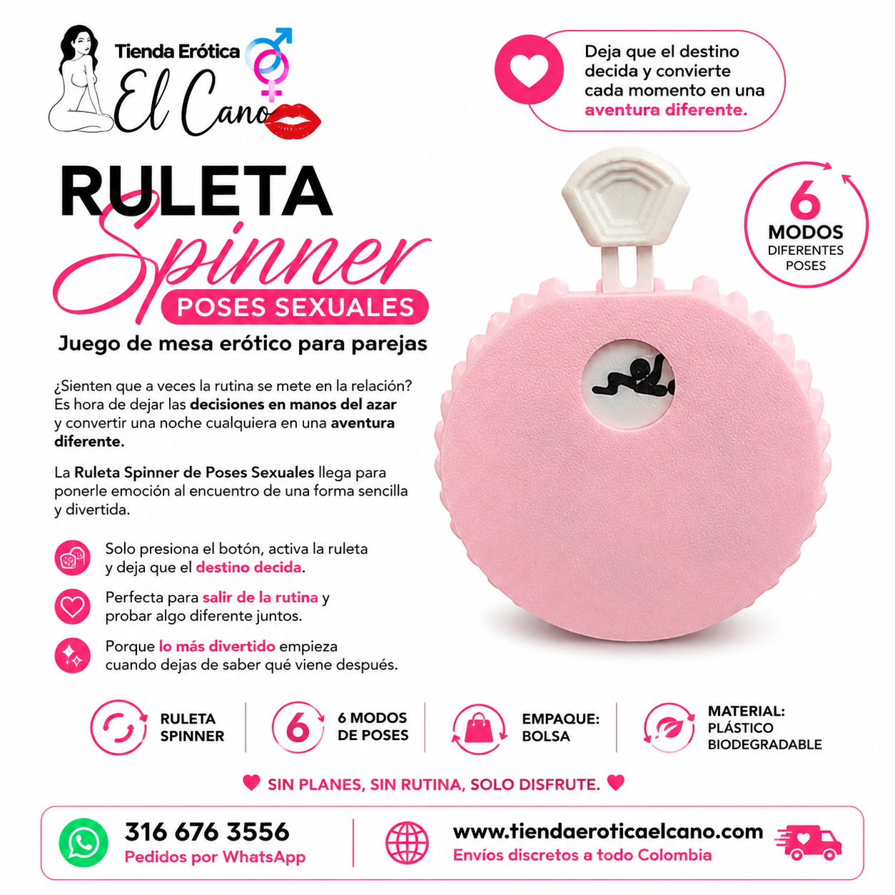 Juego De Mesa Erotico Ruleta Spinner Poses Sexuales 6 Modos Parejas