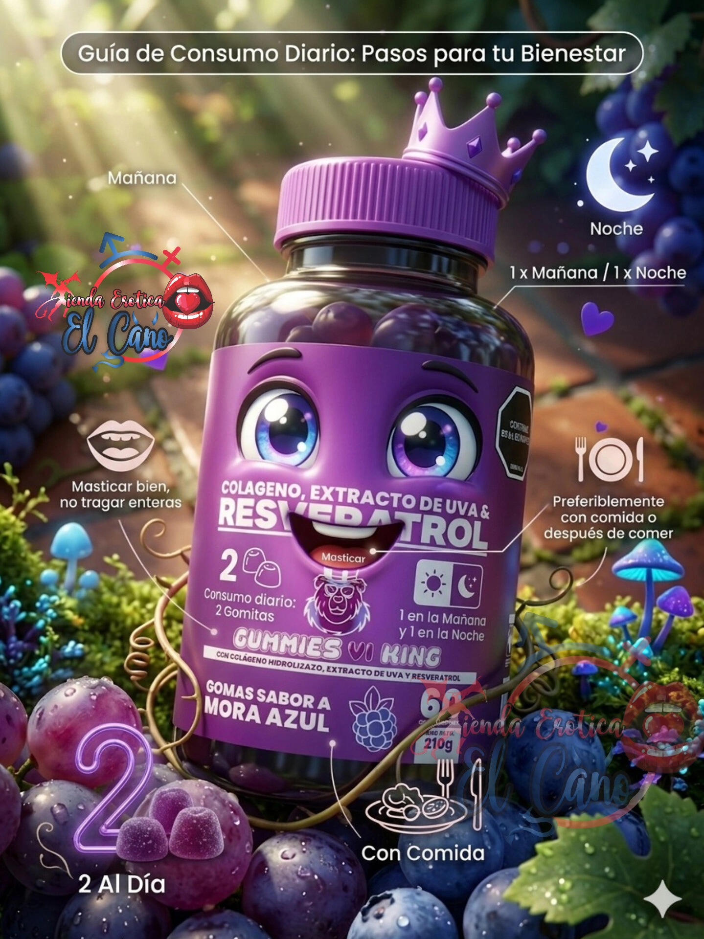 Resveratrol colágeno en  gomas anti edad