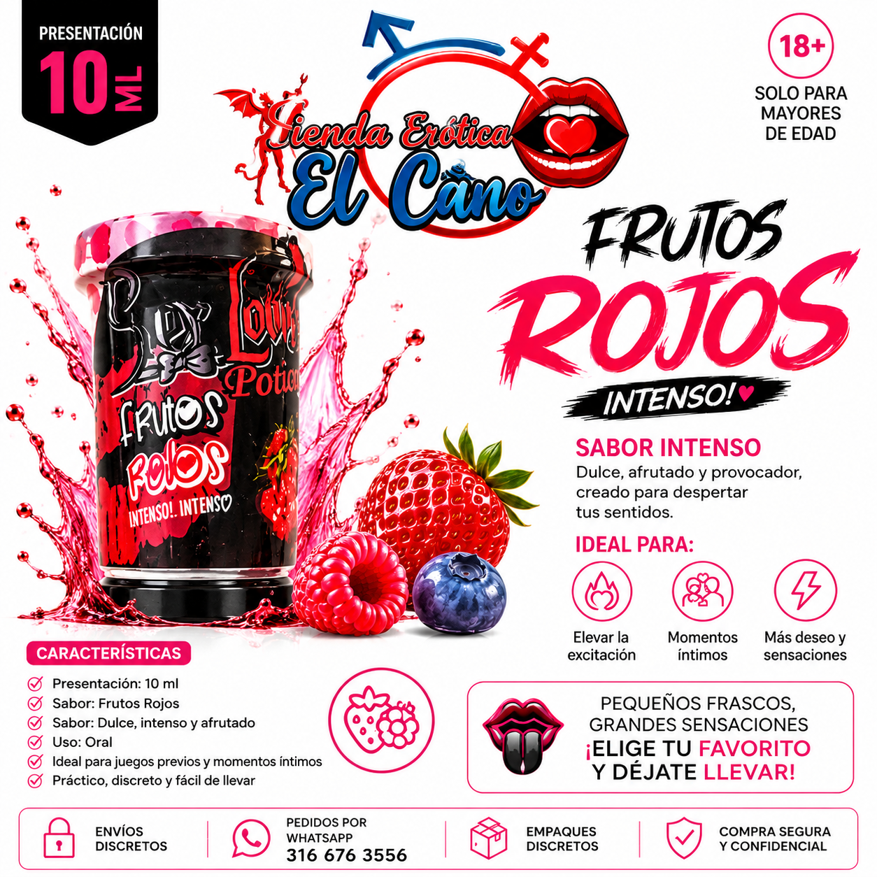 Lubricante Aceite Comestible Caliente Saborizado Sex Love 10 ML