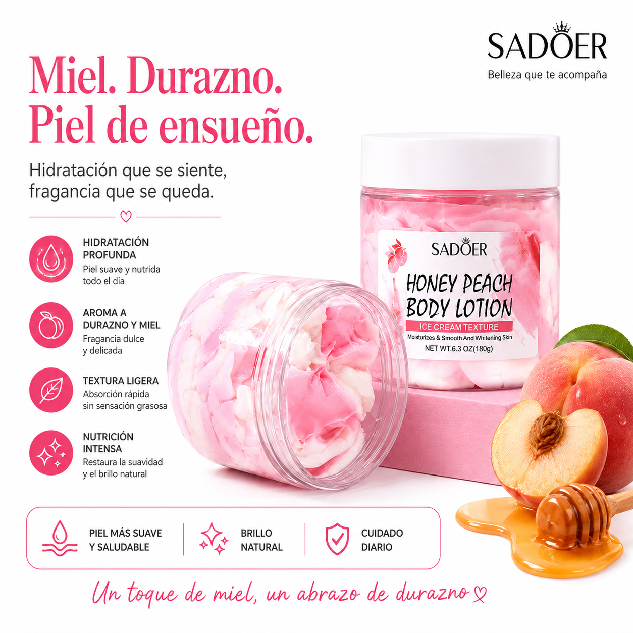 MANTEQUILLA CORPORAL DURAZNO-HIDRATACION Y SUAVIDAD IRRESISTIBLE X180G Ref:B139