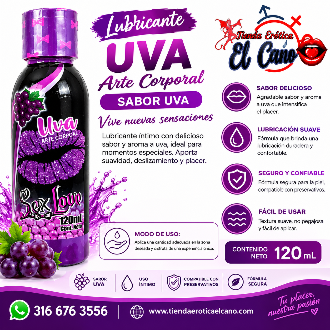 ACEITE CALIENTE SABORIZADO X120ML SEXLOVE (Ref:0072)