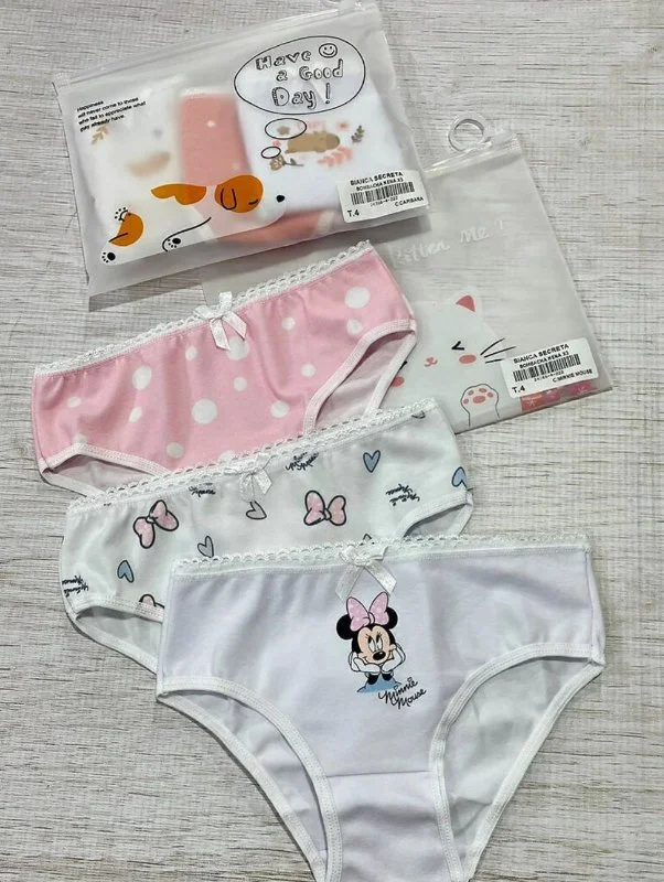 Bombacha nena algodón y lycra pack x 3